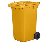 JESTIC Poubelle à roulettes avec roues en caoutchouc pleines pour les déchets et le recyclage Tri Selectif garage Haut XXL (240 Litres, Jaune)