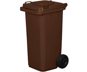 JESTIC Poubelle à roulettes avec roues en caoutchouc pleines pour les déchets et le recyclage Tri Selectif garage Haut XXL (120 Litres, Marron)