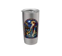 Jésus atteint Pierre sur l'eau Mosaïque gothique Art sacré Gobelet isotherme en acier inoxydable double paroi