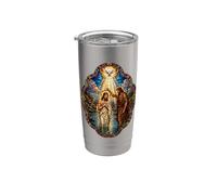 Jésus Baptême Saint-Esprit Colombe Cathédrale Mosaïque Art Foi Gobelet isotherme en acier inoxydable double paroi