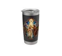 Jésus Baptême Saint-Esprit Colombe Cathédrale Mosaïque Art Foi Gobelet isotherme en acier inoxydable double paroi