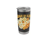 Jésus est roi, foi chrétienne, marguerite florale, rétro Gobelet isotherme en acier inoxydable double paroi