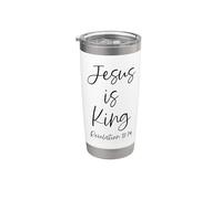 Jesus Is King Revelation 17:14 Écriture Dieu chrétien Seigneur Gobelet isotherme en acier inoxydable double paroi