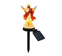 Jésus Lampe Solaire Sculpture Religieuse LED Résine avec Piquet