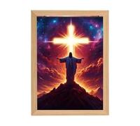 Jésus Peinture Lumières LED Décoratives Inspiration Chrétienne | Image lumineuse 4D Jésus pour Noël, Pâques, anniversaire, chambre à coucher, église, maison, homme et femme