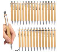 Jesustree Bambou Stylo à Bille, Lot de 30 Rétractable Stylos à Bille en Bois Durable Écologique, Stylo Tendance pour Vie Quotidienne Au Bureau, Famille, Scolaire, Pointe moyenne (1,0 mm, Encre Noire)