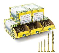 Jet-Fast Assortiment de Vis à Bois Torx Goldline 1400 Pièces - Coffret de Vis pour Bois en Acier Zingué Jaune Tête Fraisée, Kit Visserie Professionnelle, Boîte de Vis Multi-Tailles avec Empreinte TX