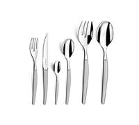 LOU LAGUIOLE - Ménagère 50 couverts de table pour 12 personnes - Jet - Acier inoxydable 18/0, Finition Sablée, Gris