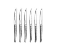 LOU LAGUIOLE - Set de 6 couteaux steak - Jet - Acier inoxydable 18/0, Finition Textil - Longueur 224 mm