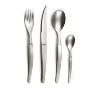 LOU LAGUIOLE - JET | Service de couverts pour 6 personnes | 24 pièces | Lavable au lave-vaisselle | Couverts de table pour 6 personnes avec lame micro-dentelée | Acier inoxydable style vintage | Acier
