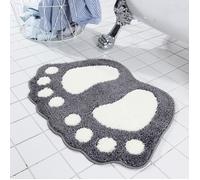 Jetcco Tapis Salle de Bains Absorption de l'eau Antidérapant Coussin de Pied Tapis de Porte Gris