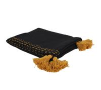 Jeté de Canapé Coton Pompons 130x150cm Noir
