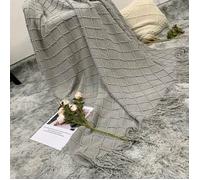 Jeté de Canapé, Couvre-lit Plaid Tricotée 100% Acrylique avec Franges, Couverture Décorative Texturé pour Canapé Lit Voyage, 2