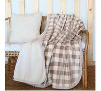 Jeté de canapé et lit motif vichy en polaire Lin 150x200 cm