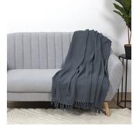 HOME DECO FACTORY - TX8160, Jeté de canapé en Coton Gaufre, décor Textile intérieur, Pratique et élégant, Dimensions 130 x 160 cm, Couleur Gris Anthracite