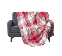 Jeté de canapé - HOMESCAPES - Tartan Rouge - 255 x 360 cm - Coton Naturel - Style Classique