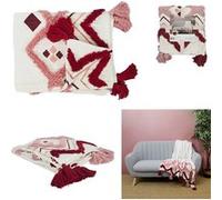 Paris Prix – Jeté de canapé tufté ethnique – 130x150 cm – Rose