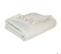 Jeté de lit ""Anjali"" en coton blanc ivoire 230x250cm - Atmosphera Créateur d'intérieur