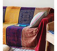 Jeté de lit bohème à franges en chenille jacquard pour lit, canapé, chaise douce, style bohème (rouge, taille L, 218 x 259 cm)