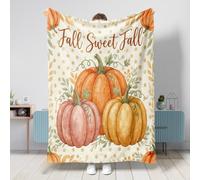 Jeté de lit citrouilles d'automne rustique à pois - Couverture pelucheuse compacte et décorative pour canapé, lit, chaise de bureau, 101,6 x 127 cm
