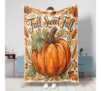 Jeté de lit citrouilles, feuilles rustiques, baies d'automne, orange, couverture pelucheuse compacte, décorative et esthétique pour canapé, lit, dortoir, chaise, voiture, inclinable, 127 x 152 cm