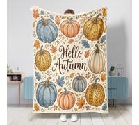 Jeté de lit citrouilles rustiques d'automne - Couverture pelucheuse compacte et décorative pour canapé, lit, salon, bureau - 152,4 x 203,2 cm