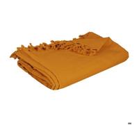 Jeté de lit coton jaune moutarde 160x220cm - Atmosphera Créateur d'intérieur