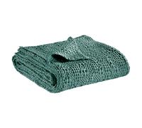 Jeté de lit coton stonewashed Vivaraise Tana Vert 260x260 cm