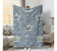 Jeté de lit en fourrure à motif de coq rustique et rustique avec motif floral bleu automnal, confortable, léger et décoratif pour canapé, sofa, lit, dortoir, chaise, voiture, fauteuil inclinable, 127