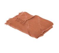 Jeté de lit ""Inca"" coton tufté rose terracotta 130x180cm - Atmosphera Créateur d'intérieur