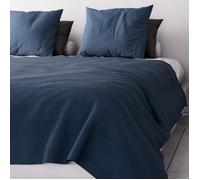 Soleil d'Ocre - Jeté de lit Adèle - Coton - Bleu - 220x240 cm