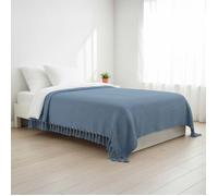 Jeté de lit ou canapé en coton 180x220 cm NAEL bleu par Soleil d'ocre