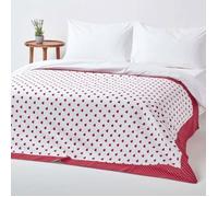 HOMESCAPES - Jeté de lit ou de canapé Rouge 100% Coton, Motif cœurs, 150 x 200 cm
