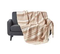 Jeté de lit ou de canapé à rayures Morocco Beige 150 x 200 cm