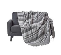 Jeté de lit ou de canapé à rayures Morocco Gris 225 x 255 cm
