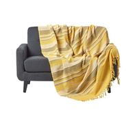 Jeté de lit ou de canapé à rayures Morocco Jaune 225 x 255 cm