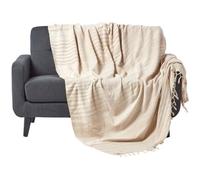 Jeté de lit ou de canapé en tissu chenille Beige, 150 x 200 cm