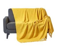 Jeté de lit ou de canapé Jaune Nirvana en coton, 150 x 200 cm