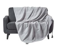 Jeté de lit ou de canapé - Rajput tissé main - Gris clair - 225cm x 255cm