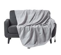 Jeté de lit ou de canapé - Rajput tissé main - Gris clair - 255cm x 360 cm