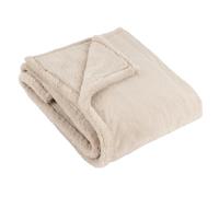 Jeté en Fausse Fourrure Furn Kallu - Jeté décoratif Doux et Moelleux avec Bordure Oxford (Naturel - 150 x 200 cm)