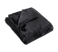 Jeté en fausse fourrure Furn Kallu - Jeté décoratif doux et moelleux avec bordure Oxford (Noir - 130 x 180 cm)