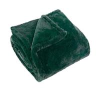 Jeté en fausse fourrure Furn Kallu - Jeté décoratif doux et moelleux avec bordure Oxford (vert aiguille - 130 x 180 cm)