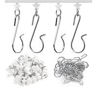 Jetec 30 Crochets 30 Glisseurs Rideau Douche, Blanc, Style Classique | 60 Pièces au Total, Comprend 30 Crochets et 30 Glisseurs, pour Pistes et Rails de Douche, Accessoires de Salle de Bain
