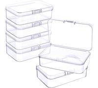 Jetec 6 Pièces Petites Boîtes de Stockage de Perles, 9,4 x 9,4 x 3 cm | Couvercle à Charnière, Plastique Transparent pour Visibilité, Collecte de Petits Objets, Bijoux, Perles
