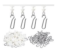 Jetec 60 Accessoires Rideau Douche 30 Crochets 30 Glisseurs, Style Délicat | Couleur Blanc, Pour Pistes et Rails, De Rideau de Douche, Pack Inclut 30 Pièces Crochets, Et 30 Pièces de Glisseurs