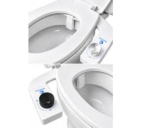 JETMAA Kit Bidet WC Japonais Réversible (Gauche ou Droite) - Douchette Toilette Intime NOIR & CHROME, Buse Hygiénique Relevable, Raccord T Ultra-Compact, Installation Facile Sans Électricité