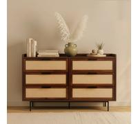 Jetson - Commode 6 Tiroirs - Tissu & Noyer