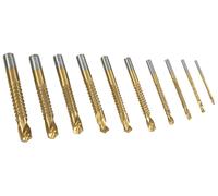 Jeu 10 fraises HSS titane queue cyl. 3-13 mm chanfreinfiletage mâlee métal bois