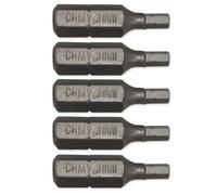 Jeu 5 Embouts de Vissage 6 PANS 3 mm - Court 25 mm - Entrainement 6 PANS 1/4 pour Visseuse ou Tournevis porte-embout